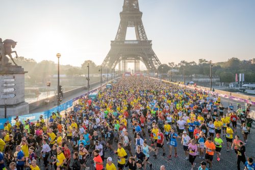 Départ sur le Pont d'Iena le 8 octobre 2023 pour les 20 km de Paris.